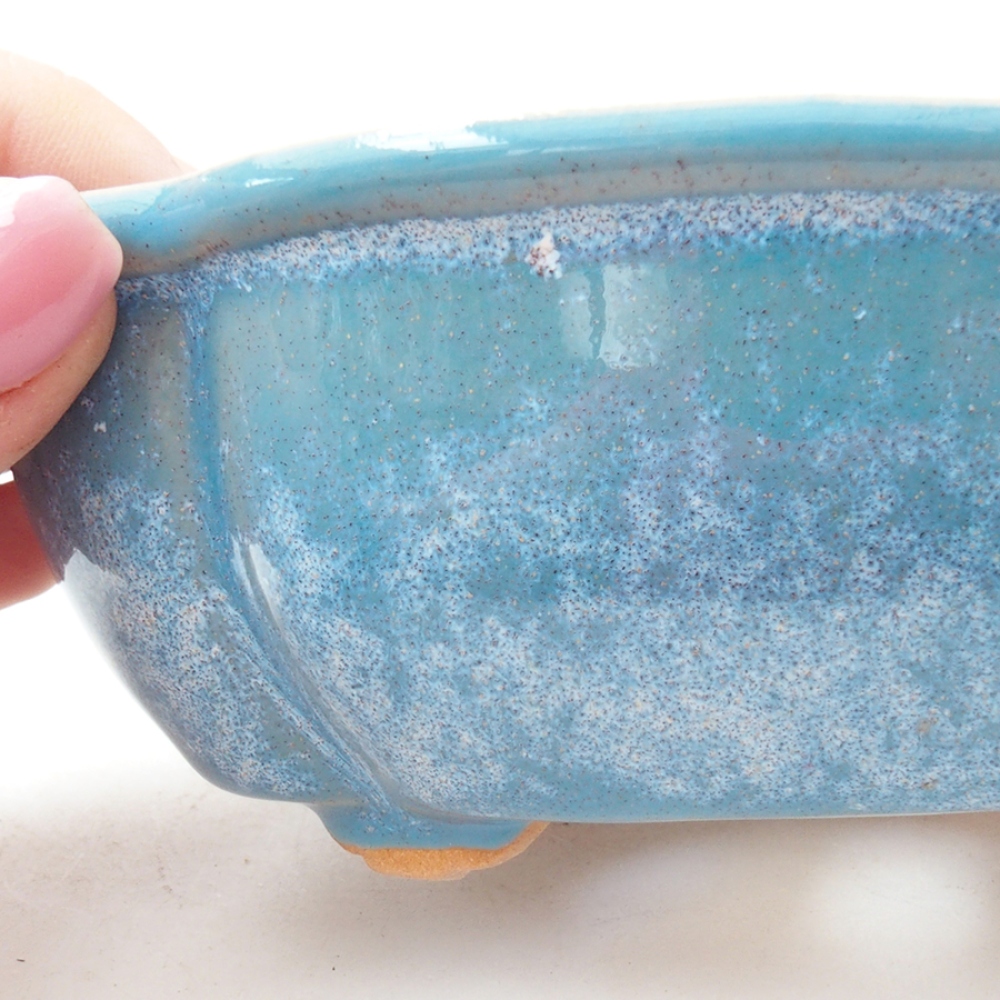 Ceramic bonsai bowl 12,5 x 10 x 4,5 cm, color blue