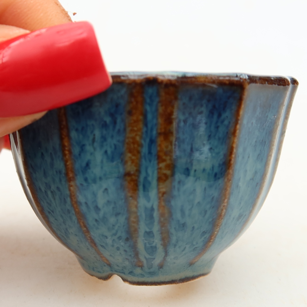 Ceramic bonsai pot, 5.5 x 5.5 x 3.5 cm, blue
