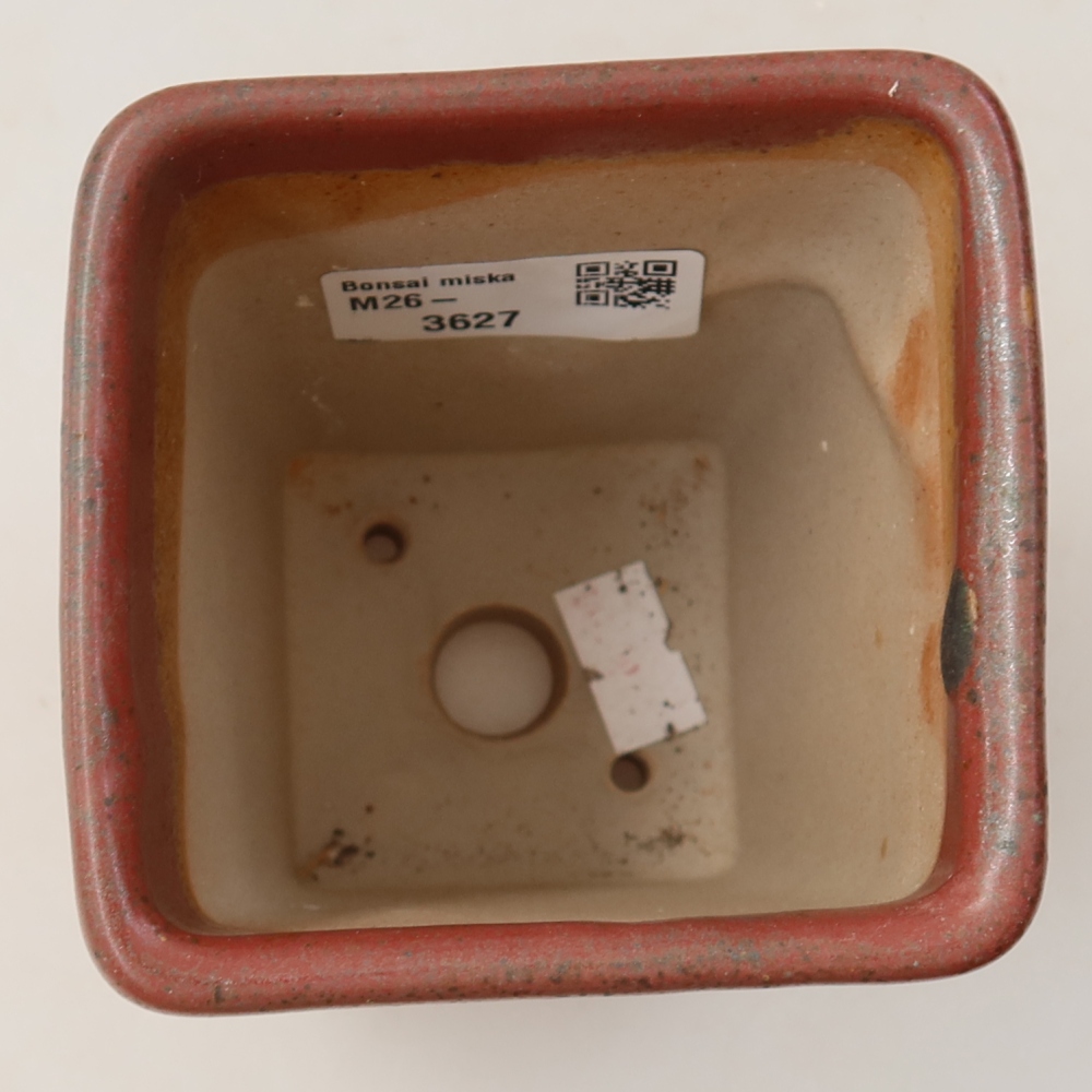 Ceramic bonsai pot, 8.5 x 8.5 x 11 cm, pink
