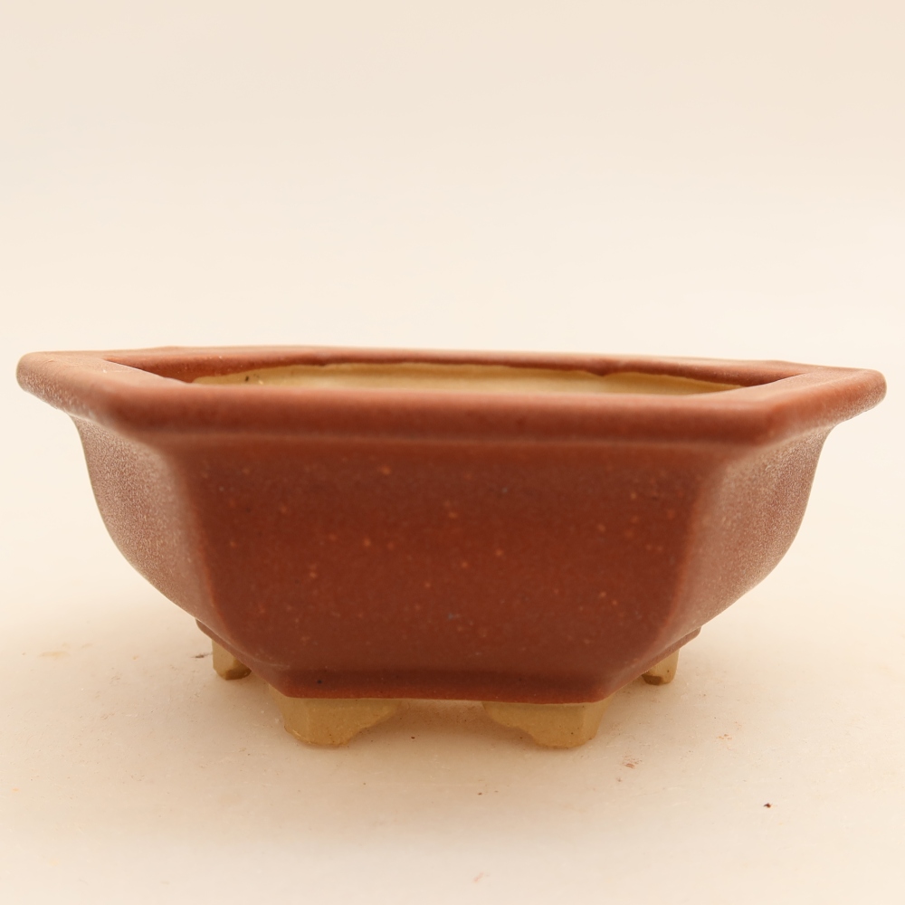 Ceramic bonsai pot, 12 x 10.5 x 4 cm, burgundy