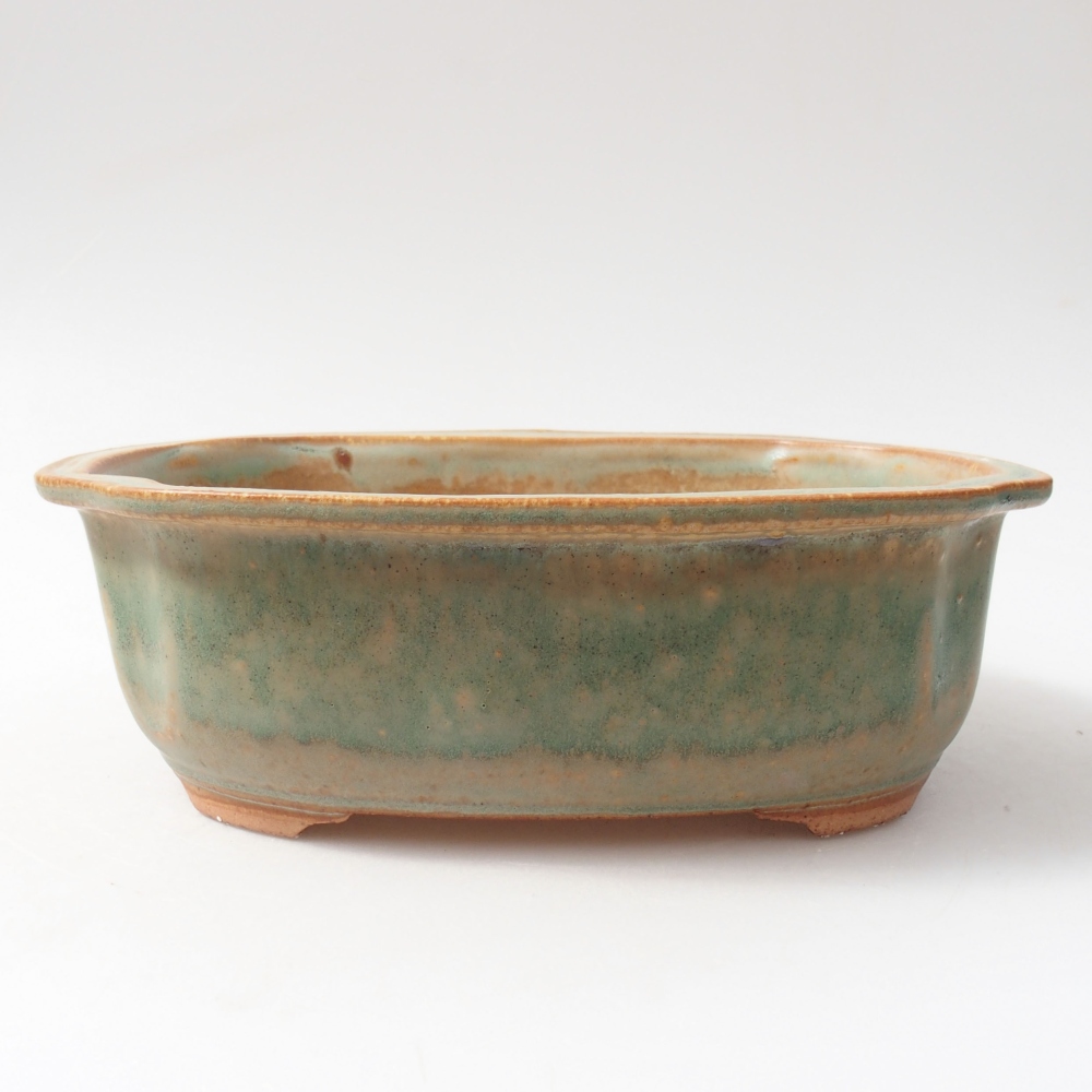 Ceramic bonsai bowl 22 x 18 x 7 cm, color green