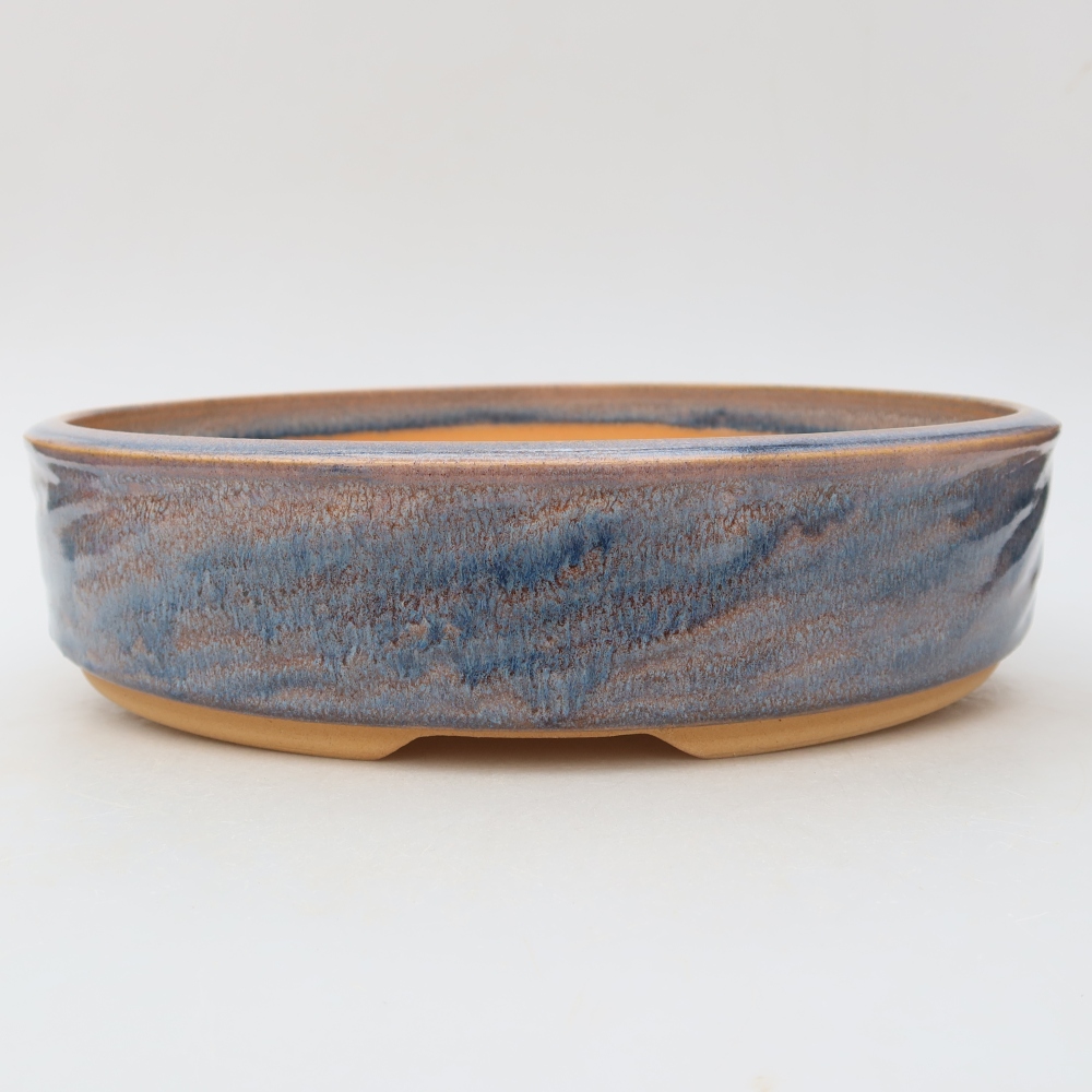 Ceramic bonsai pot, 27 x 27 x 6.5 cm, blue