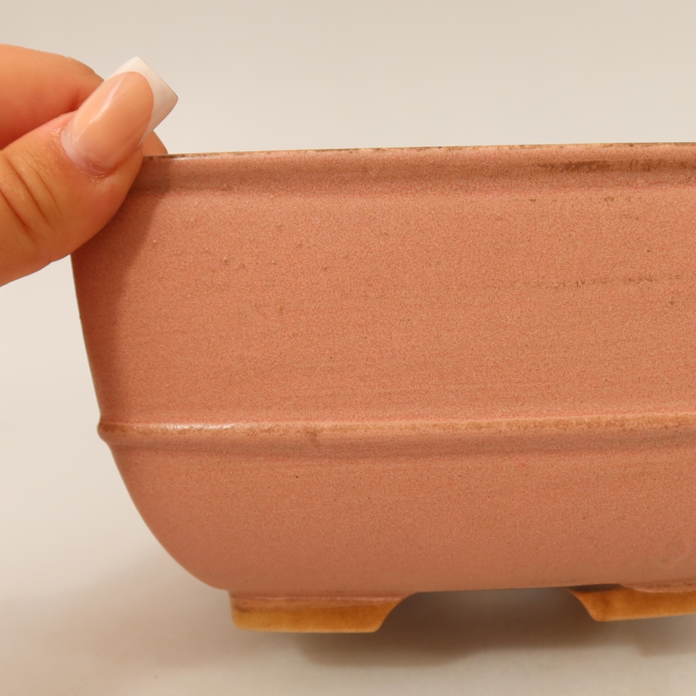 Ceramic bonsai pot, 16.5 x 16.5 x 9.5 cm, pink