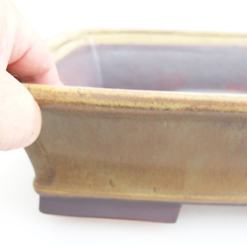 Ceramic bonsai bowl 29,5 x 25 x 7,5 cm, green