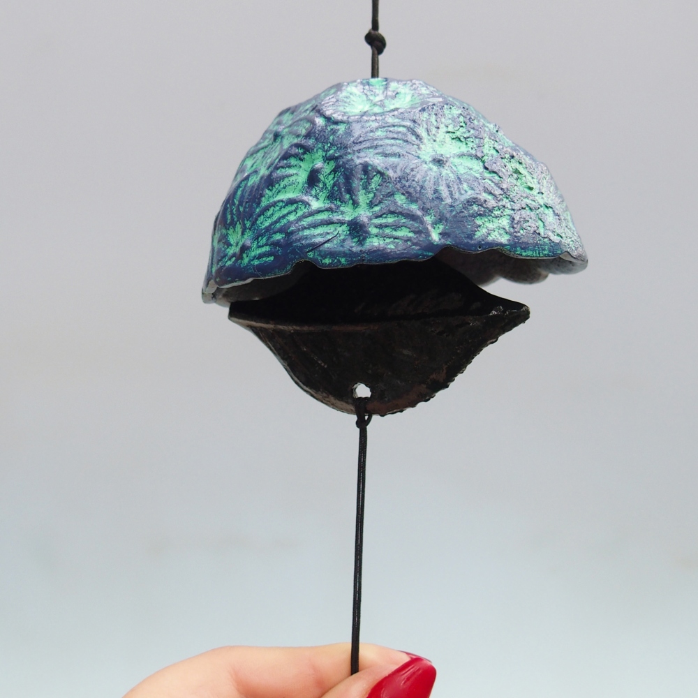 Metal wind chime, blue-green