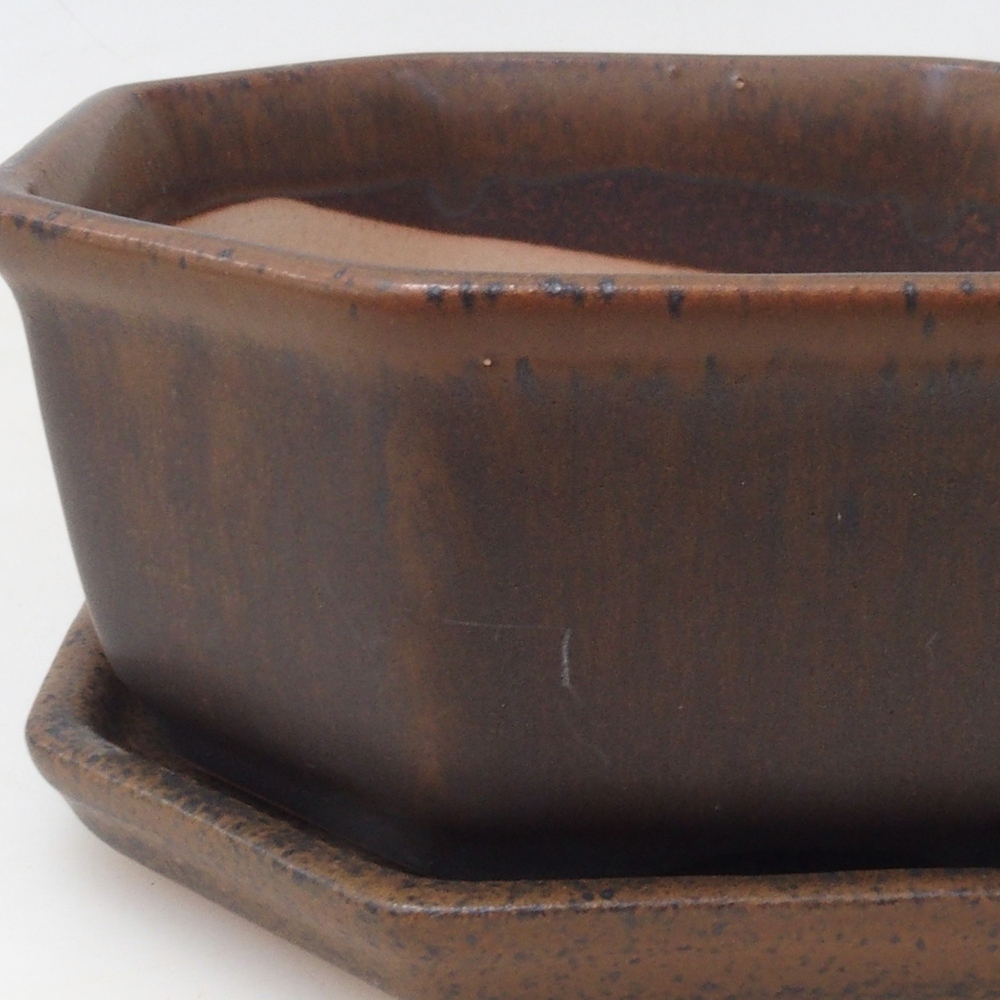 Bonsai bowl + saucer H01 - 12x9x5 cm