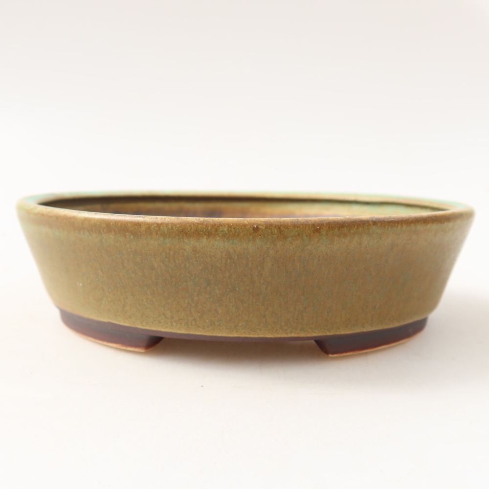 Ceramic bonsai pot, 15 x 14 x 4 cm, green