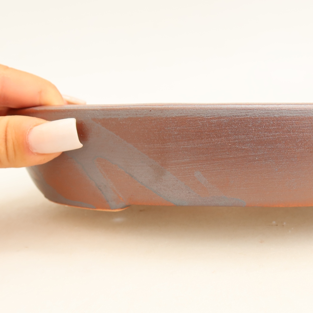 Ceramic bonsai bowl 22 x 17 x 4 cm, metal colour