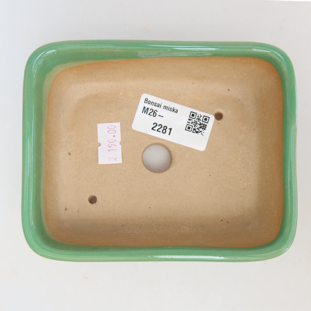 Ceramic bonsai pot, 12.5 x 9.5 x 4 cm, green