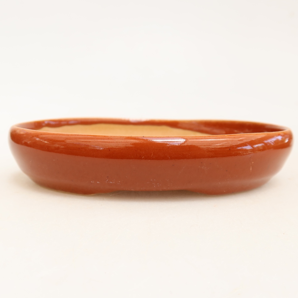 Ceramic bonsai pot, 13 x 9.5 x 2.5 cm, brown