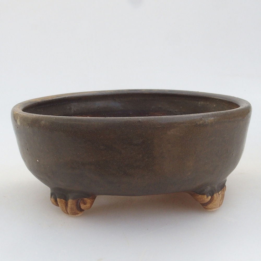Ceramic bonsai bowl 10,5 x 10,5 x 4,5 cm, color brown
