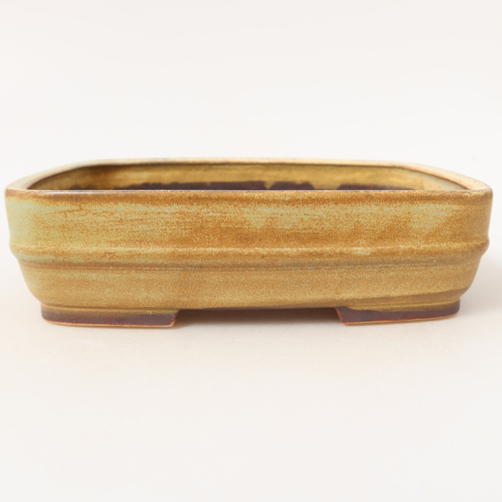 Ceramic bonsai pot, 17.5 x 13.5 x 4.5 cm, green