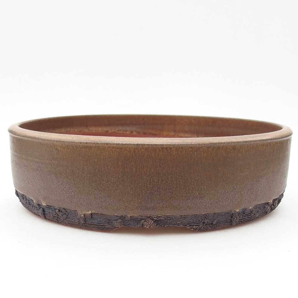 Ceramic bonsai bowl 24,5 x 24,5 x 6 cm, color brown