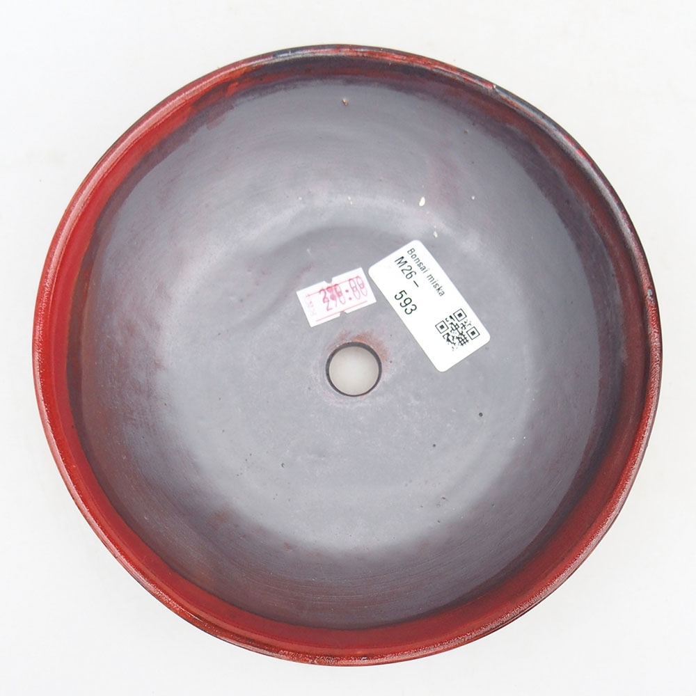 Ceramic bonsai bowl 17,5 x 17,5 x 4,5 cm, colour red