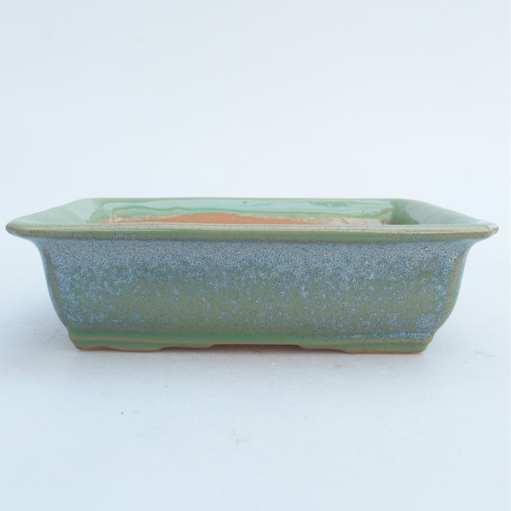 Ceramic bonsai bowl 14 x 10,5 x 4 cm, green