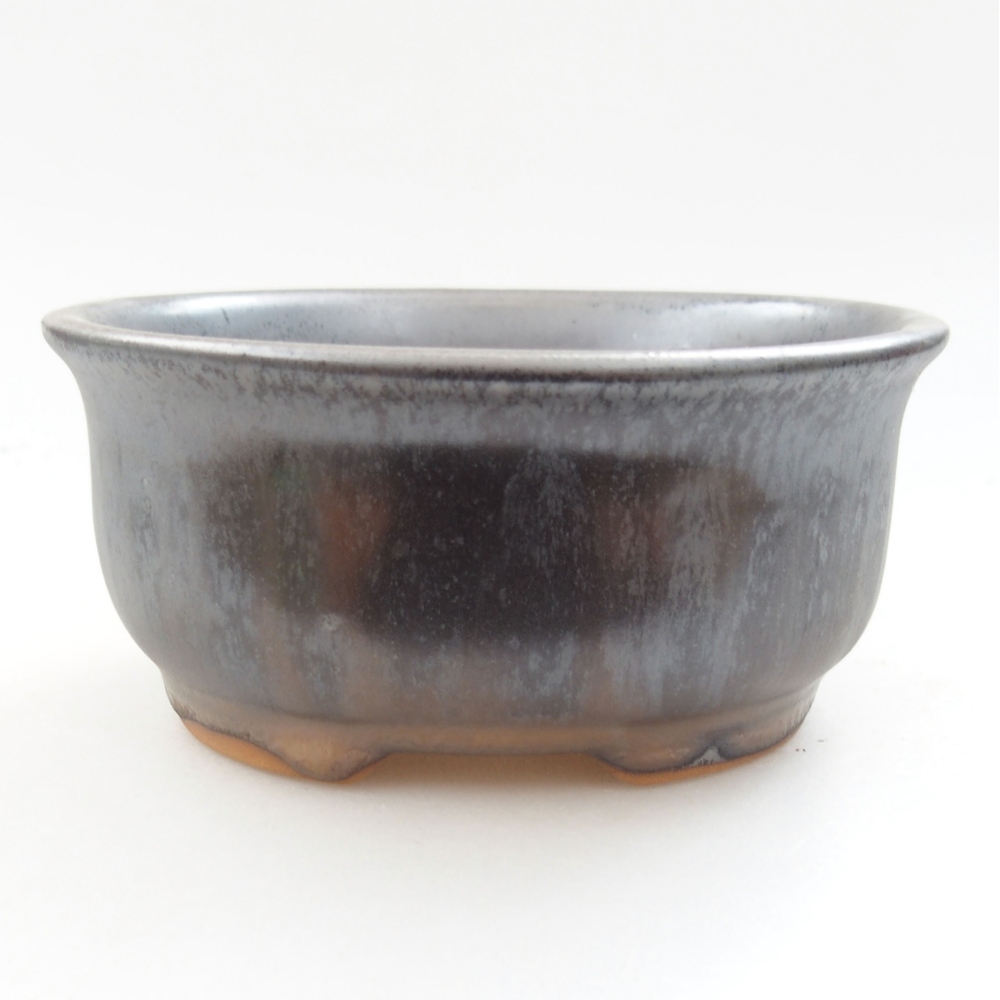Ceramic bonsai bowl 12,5 x 10,5 x 5,5 cm, color metallic