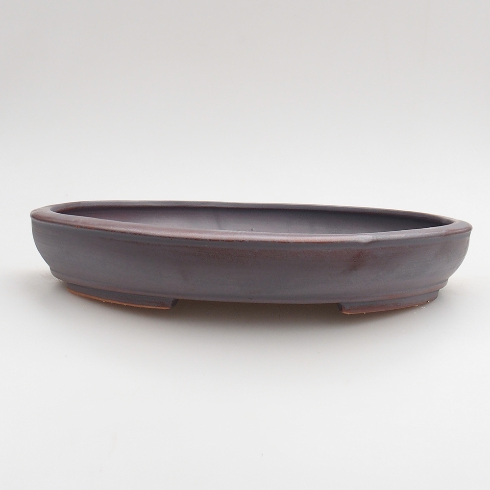 Ceramic bonsai bowl 24 x 19,5 x 4 cm, metal colour
