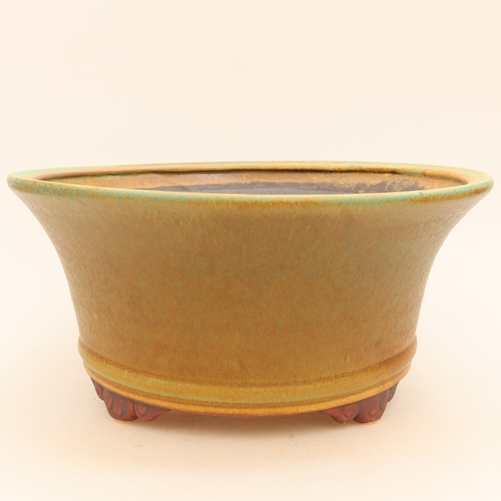 Ceramic bonsai pot, 24.5 x 24.5 x 11 cm, green