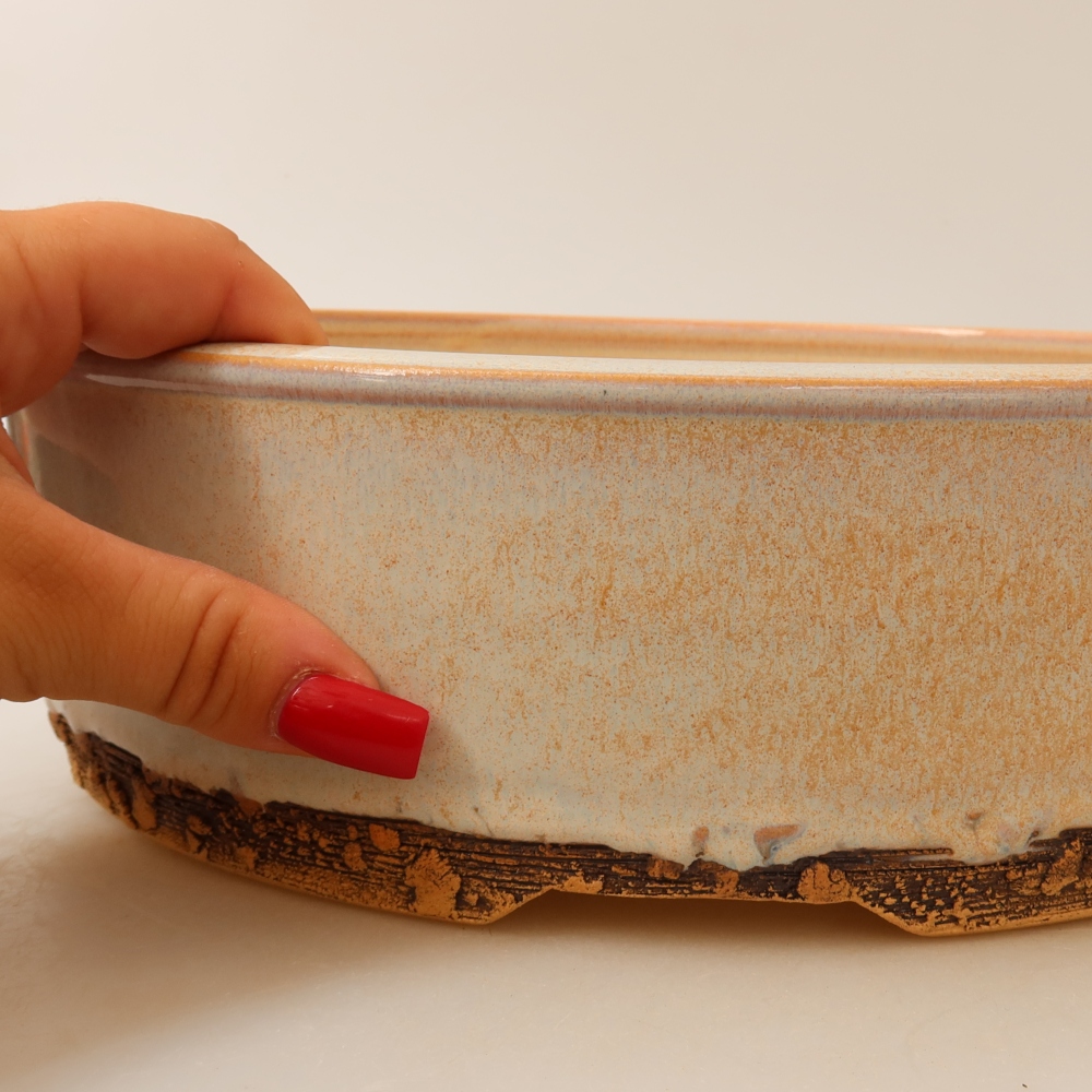 Ceramic bonsai pot, 28 x 28 x 8 cm, beige