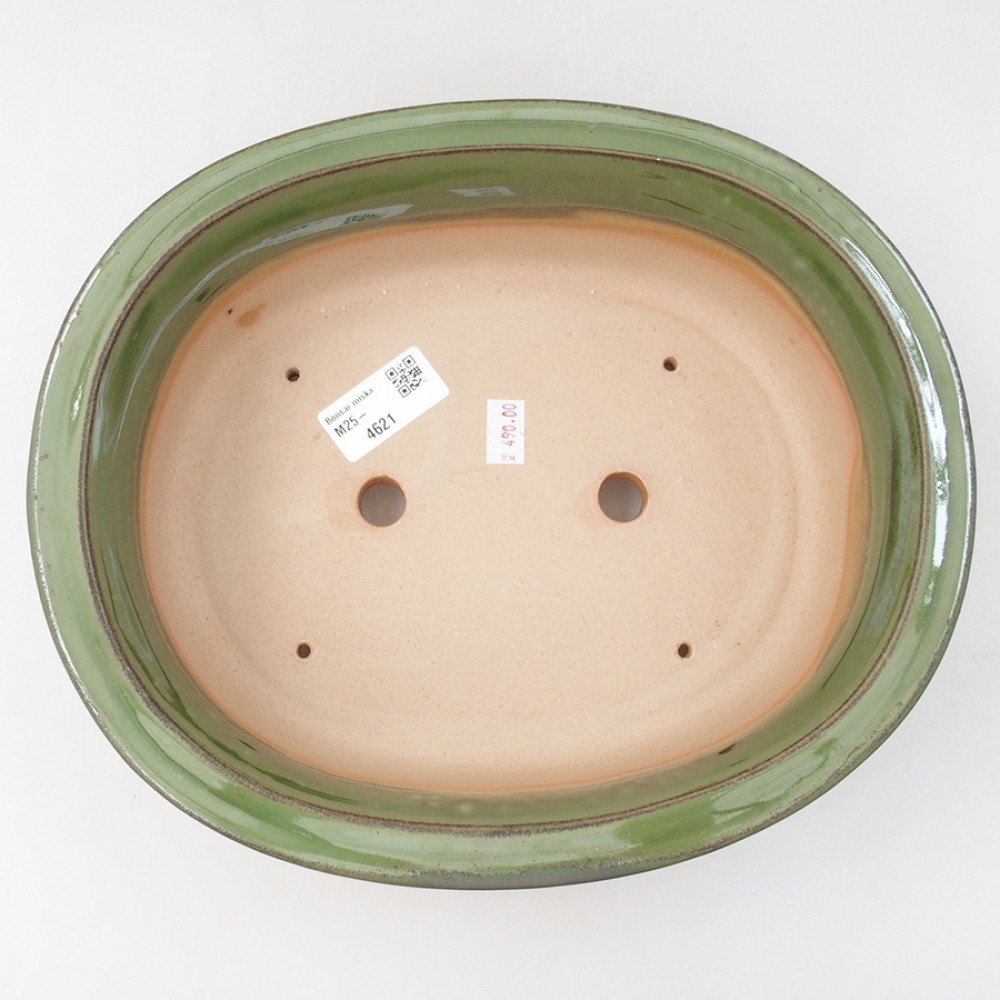 Ceramic bonsai bowl 25,5 x 22 x 8 cm, color green