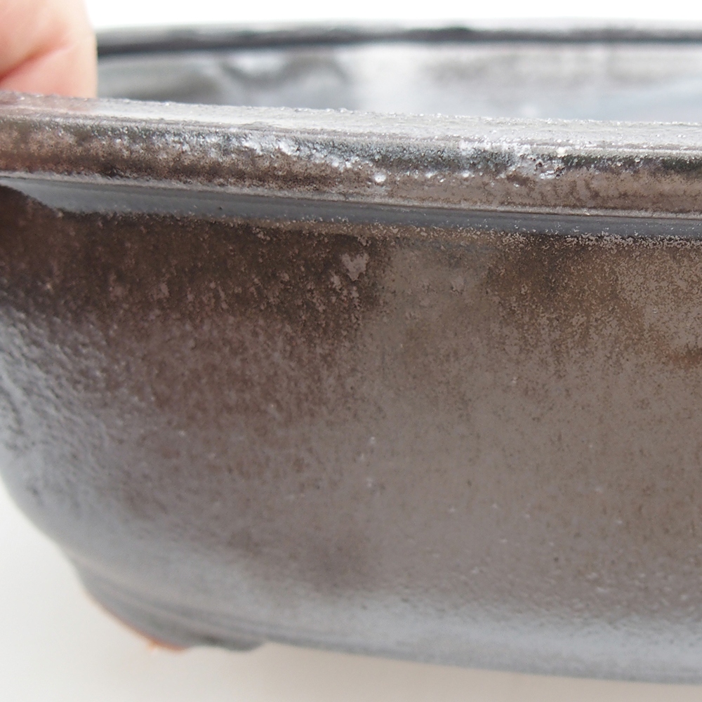 Ceramic bonsai bowl 24 x 19,5 x 7 cm, metal colour