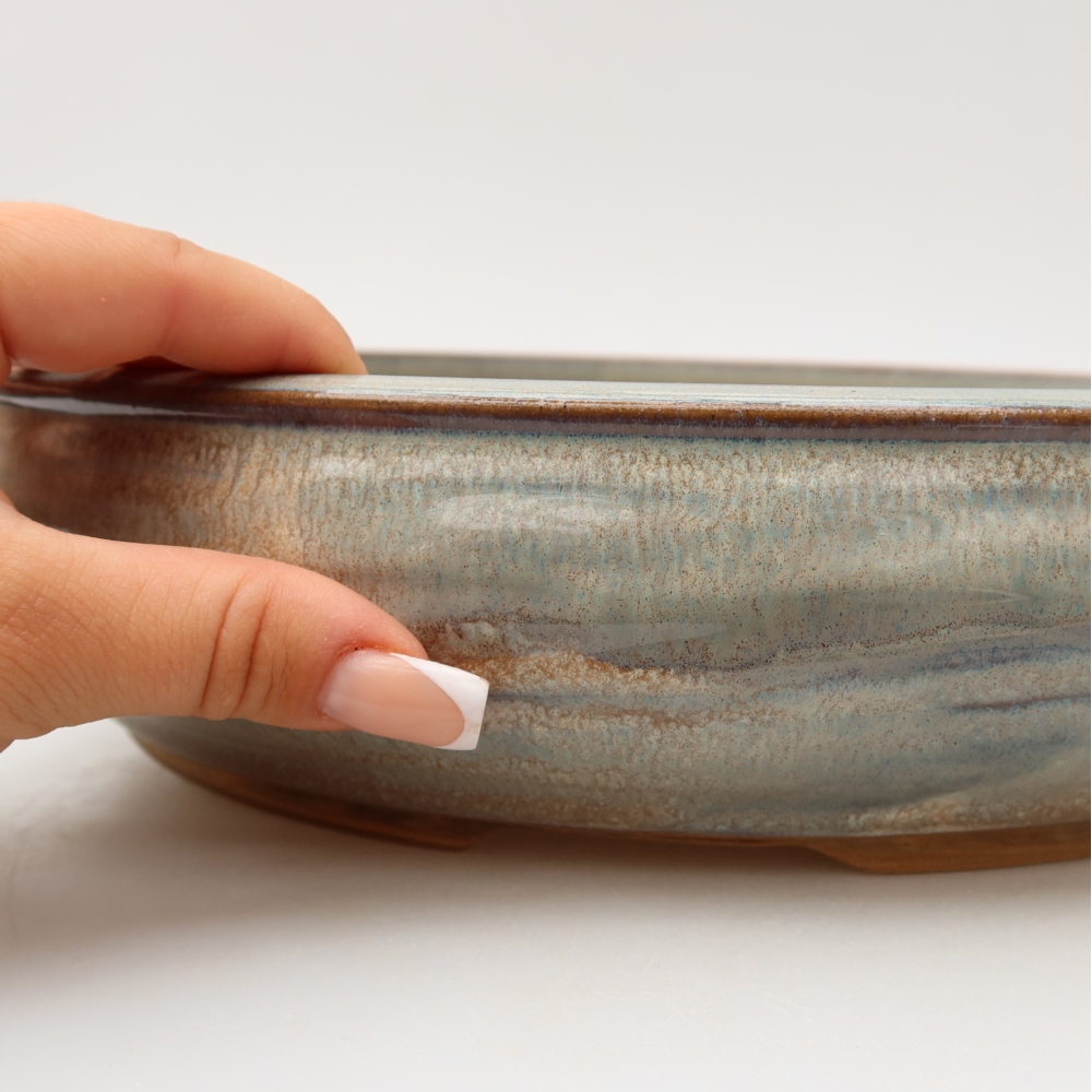 Ceramic bonsai pot, 30 x 30 x 7 cm, gray