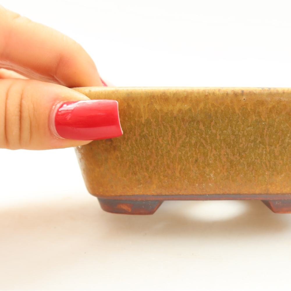 Ceramic bonsai pot, 10 x 8.5 x 4 cm, green