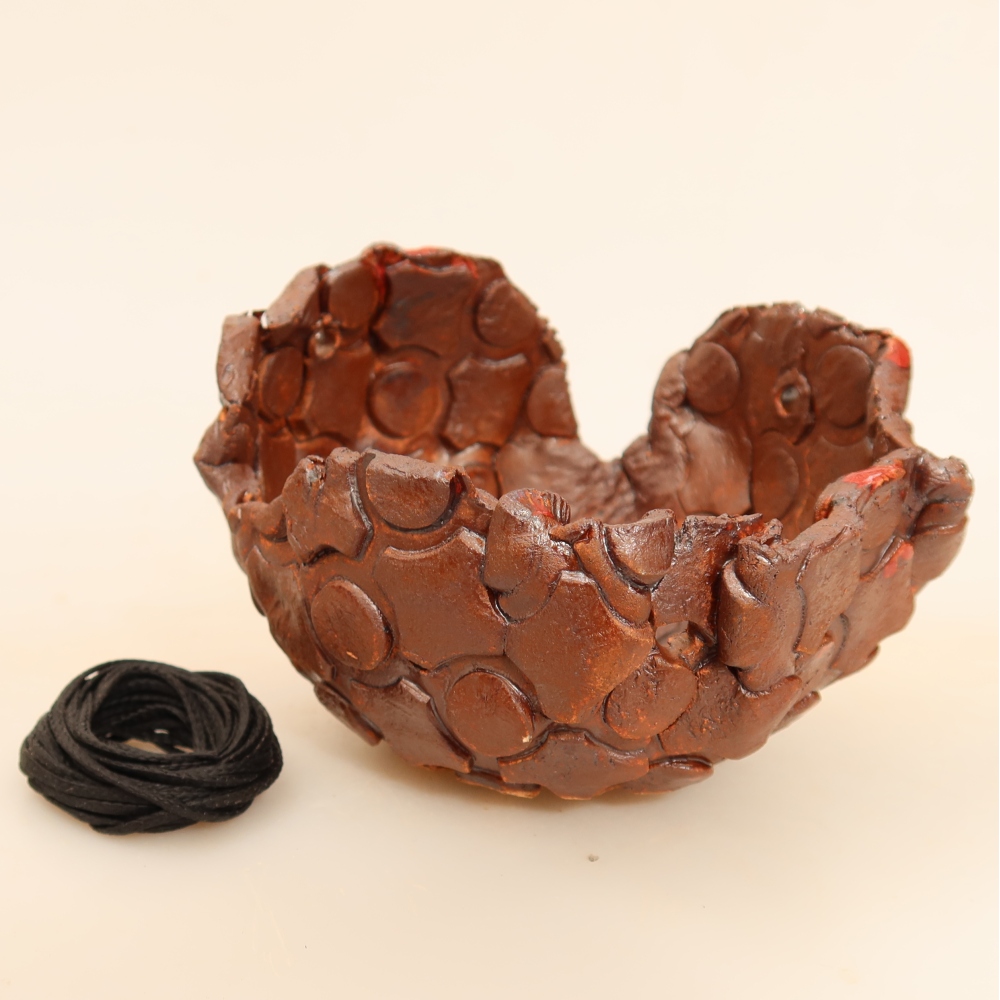 Ceramic Kokedama Pot, 10 x 10 x 8 cm, Brown
