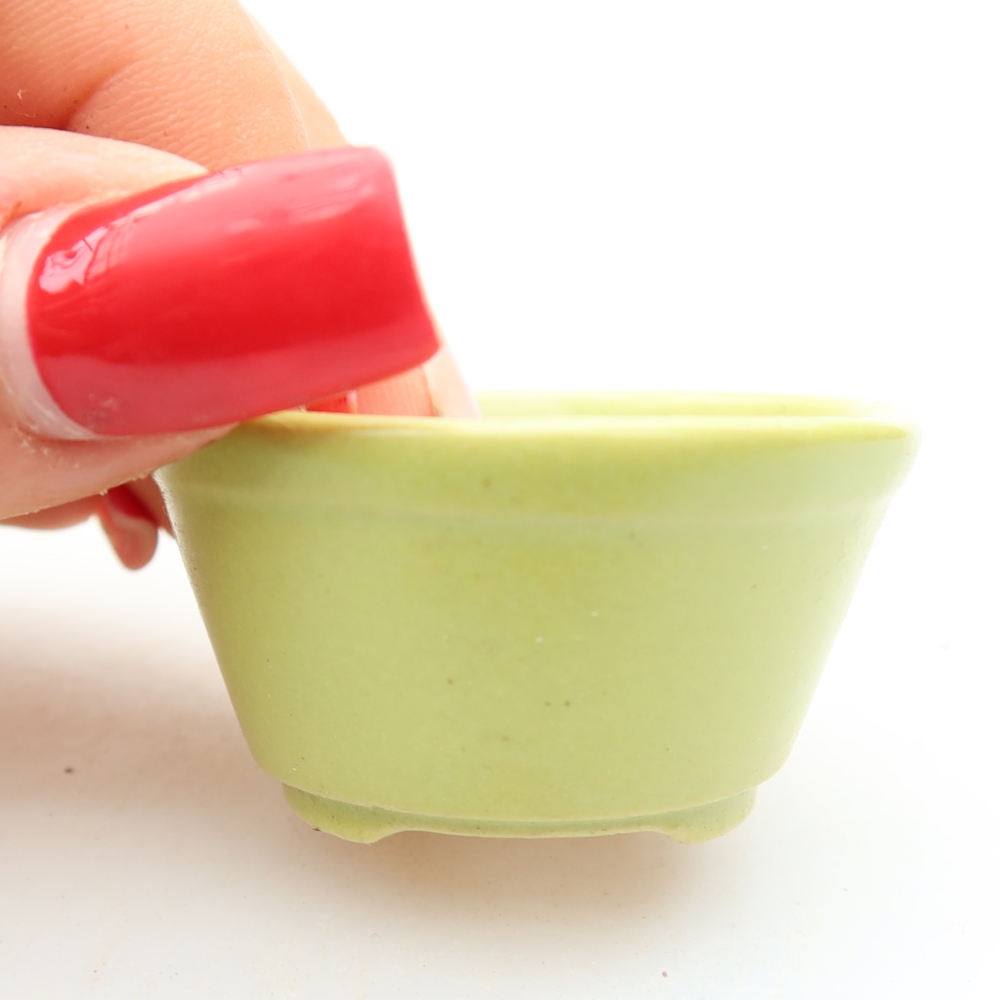 Ceramic bonsai pot, 4.5 x 4.5 x 2.5 cm, green