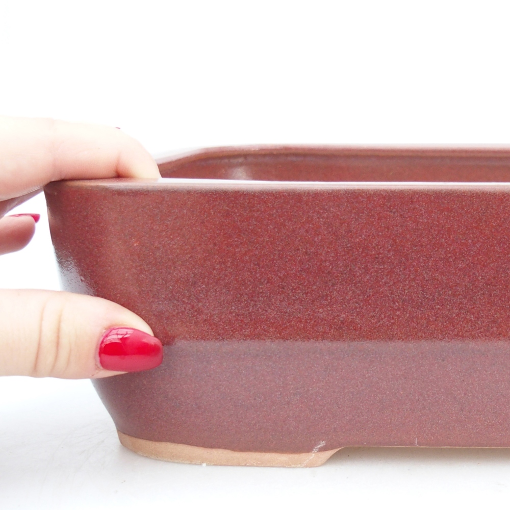 Ceramic bonsai bowl 28 x 20,5 x 7,5 cm, burgundy