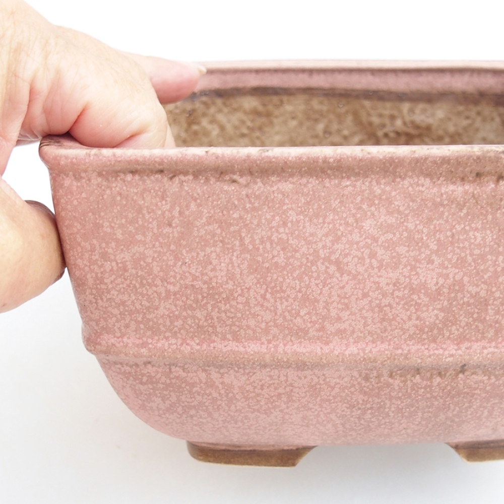 Ceramic bonsai bowl 16 x 16 x 9 cm, color pink