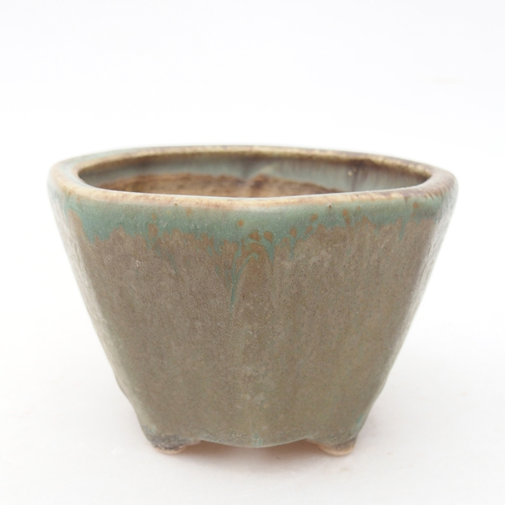 Ceramic bonsai bowl 8,5 x 8,5 x 6 cm, color green