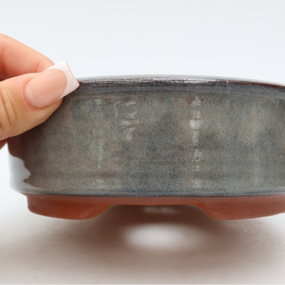 Ceramic bonsai pot, 15.5 x 15.5 x 5 cm, gray