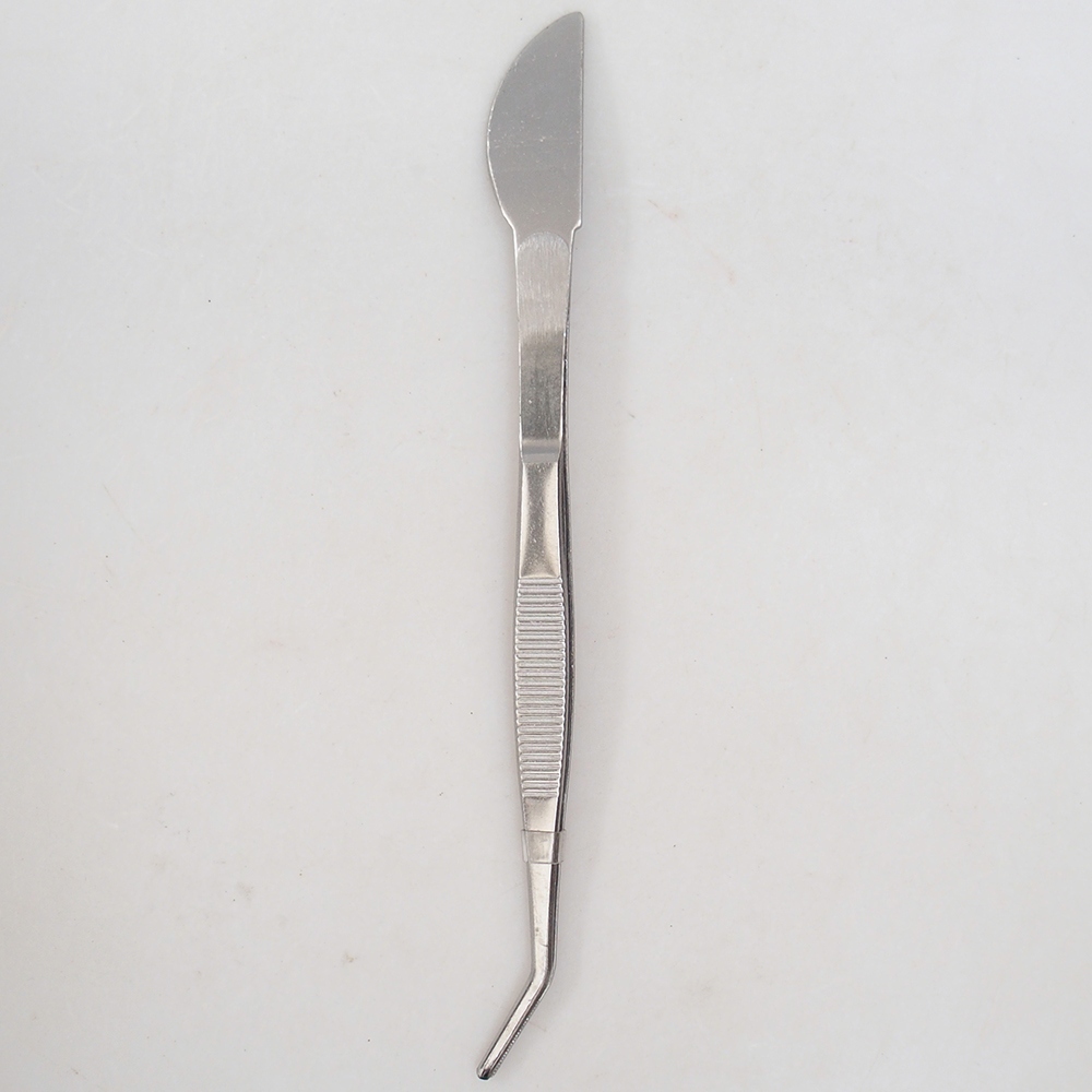 Spatula and curved tweezers 22 cm - stainless steel
