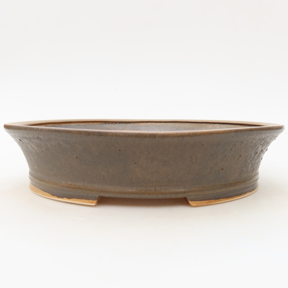 Ceramic bonsai pot, 24 x 21.5 x 5.5 cm, brown