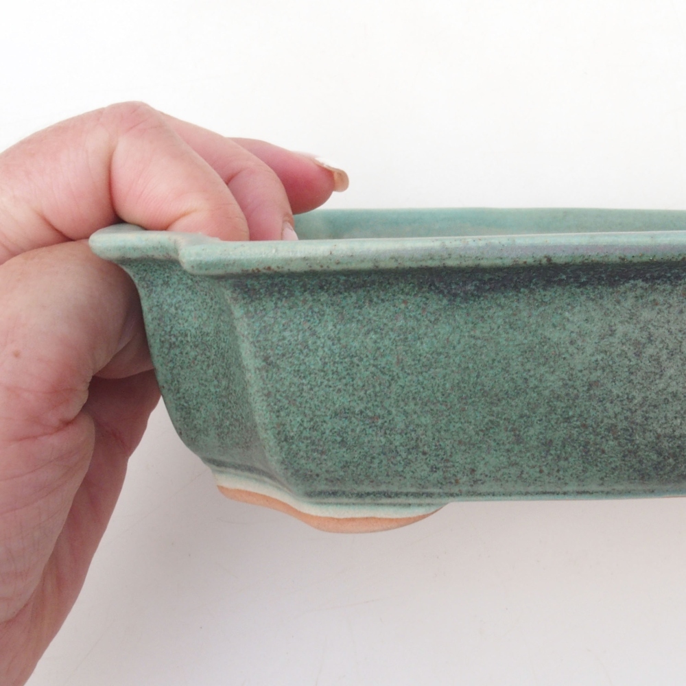 Bonsai bowl H03 - 16.5 x 12 x 4.5 cm. - green