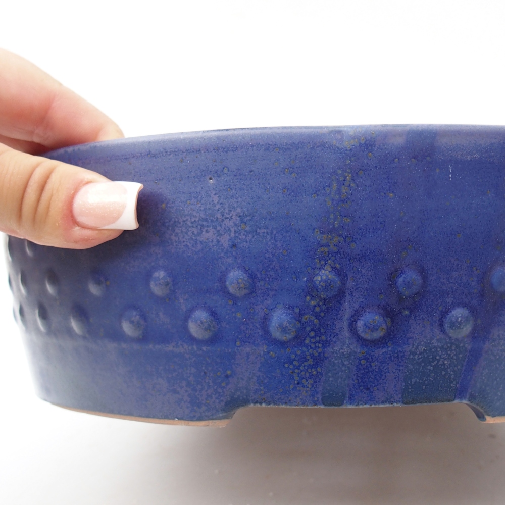 Ceramic bonsai bowl 24,5 x 24,5 x 7 cm, colour blue