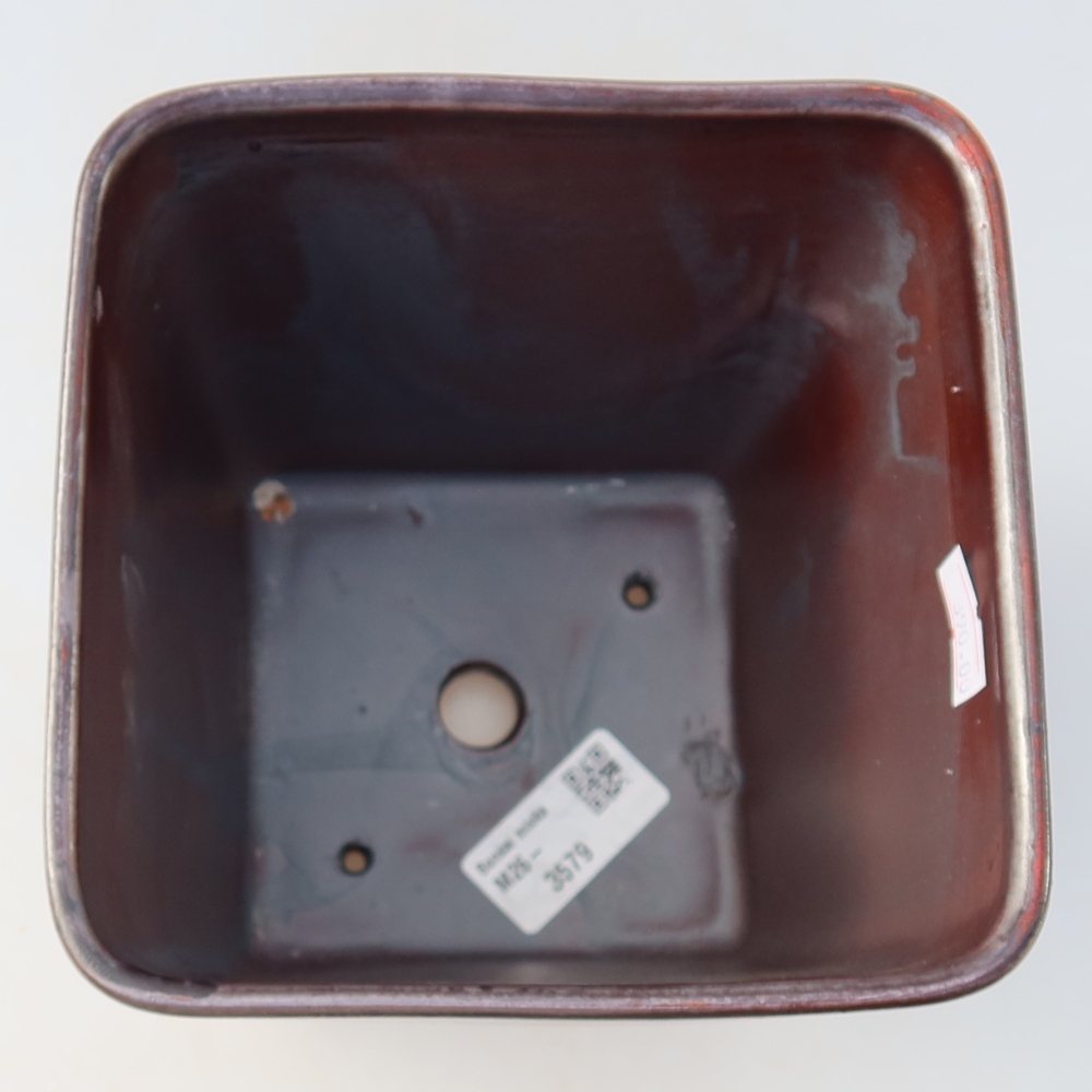 Ceramic bonsai bowl 13,5 x 13,5 x 15 cm, metal colour