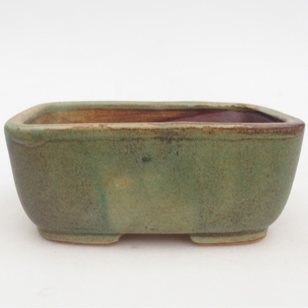 Ceramic bonsai bowl 12,5 x 10 x 5 cm, green