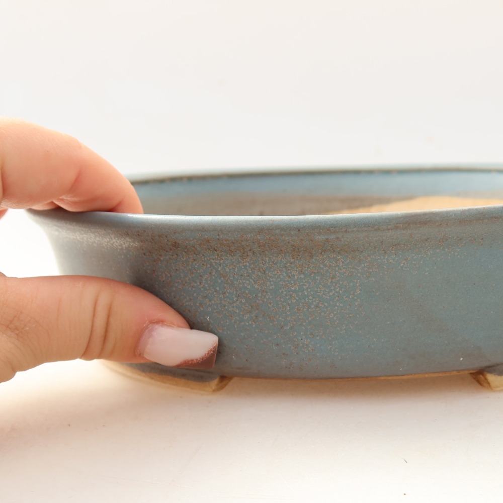 Ceramic bonsai pot, 21 x 19 x 5 cm, blue