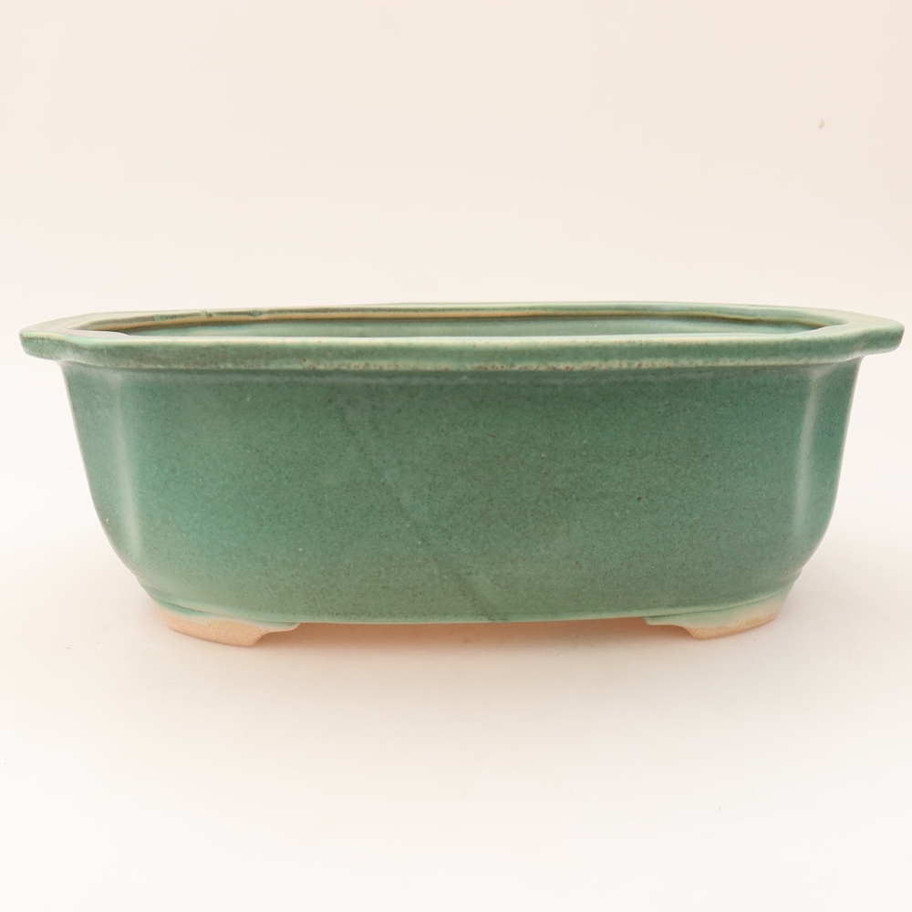 Ceramic bonsai pot, 22.5 x 17.5 x 7.5 cm, green