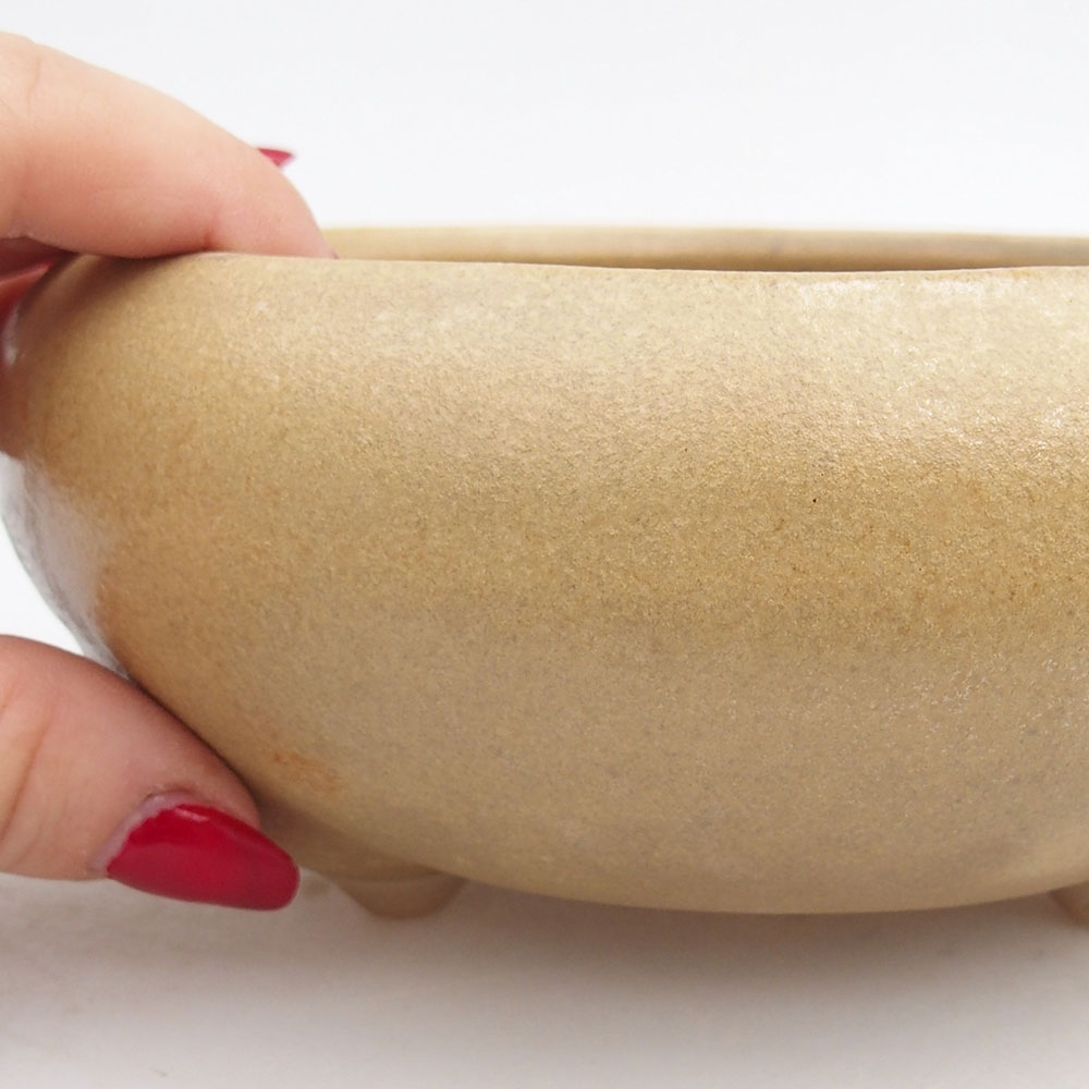 Ceramic bonsai bowl 14 x 14 x 6,5 cm, colour beige