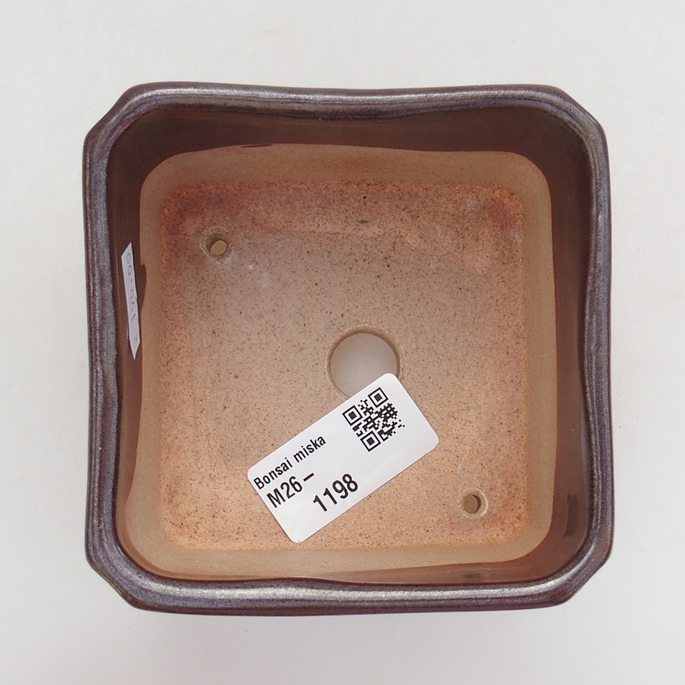 Ceramic bonsai bowl 9 x 9 x 7 cm, brown