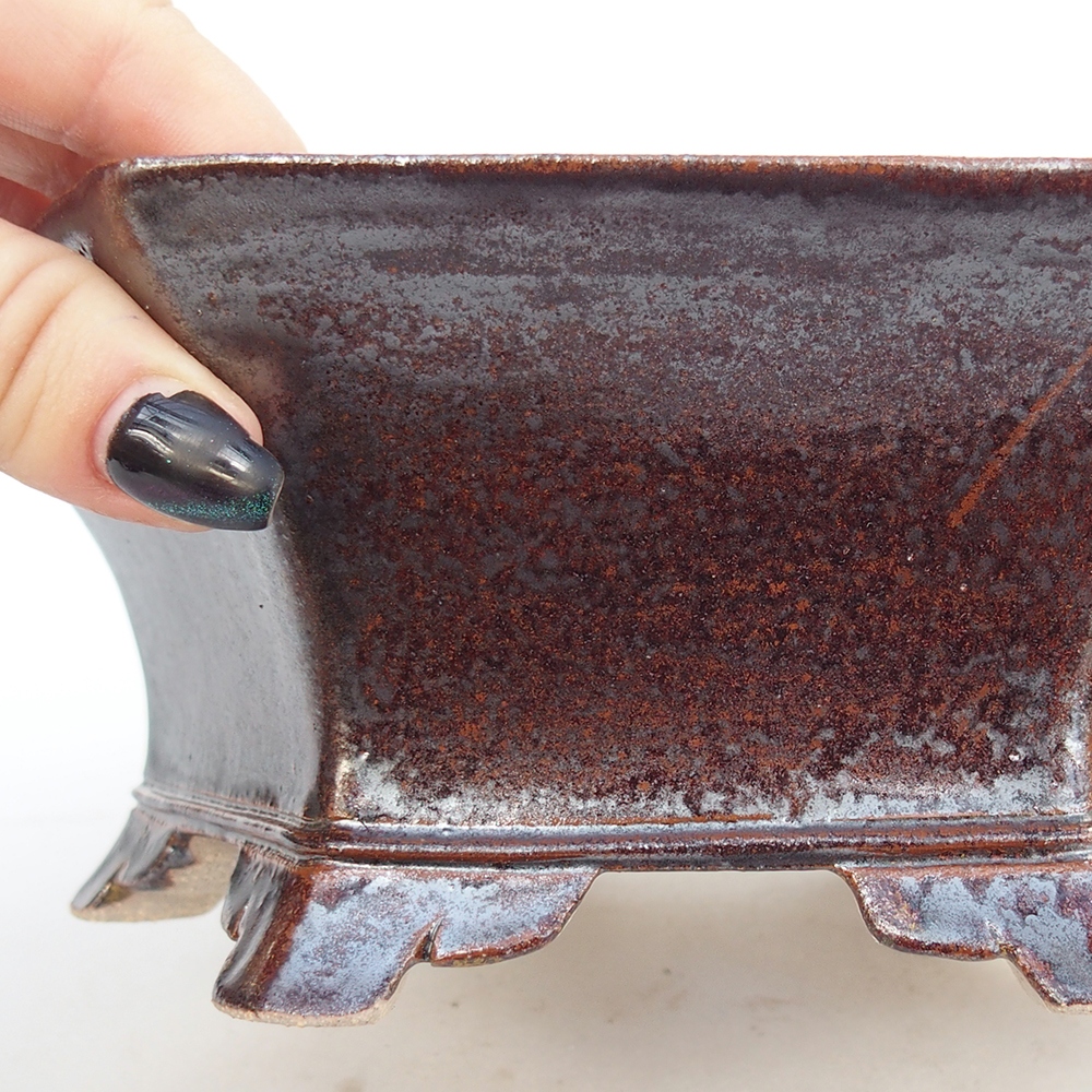 Ceramic bonsai bowl 19,5 x 17 x 7 cm, brown