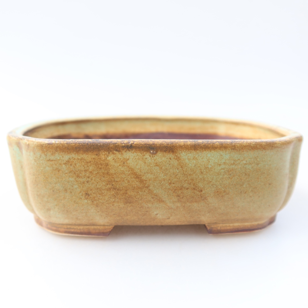 Ceramic bonsai pot, 13.5 x 12 x 4 cm, green