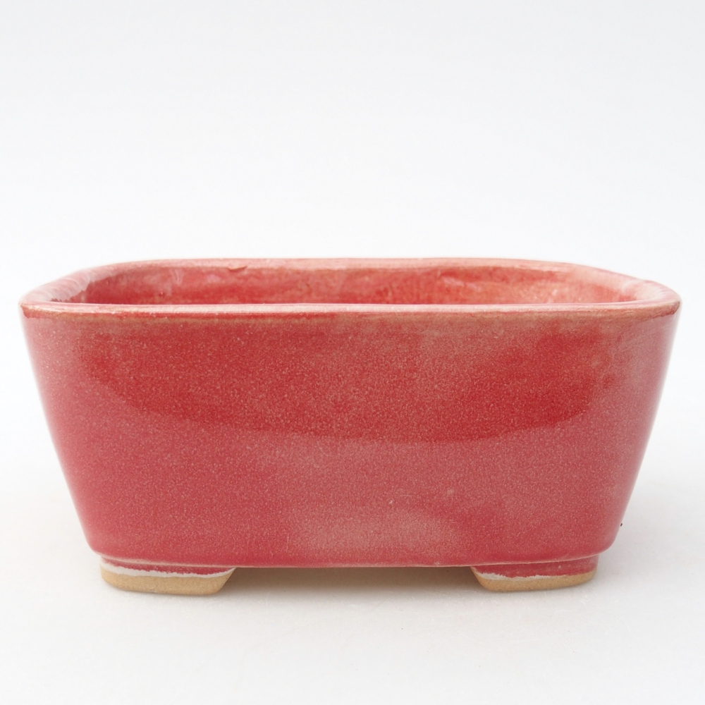 Ceramic bonsai bowl 13,5 x 10,5 x 6 cm, colour red