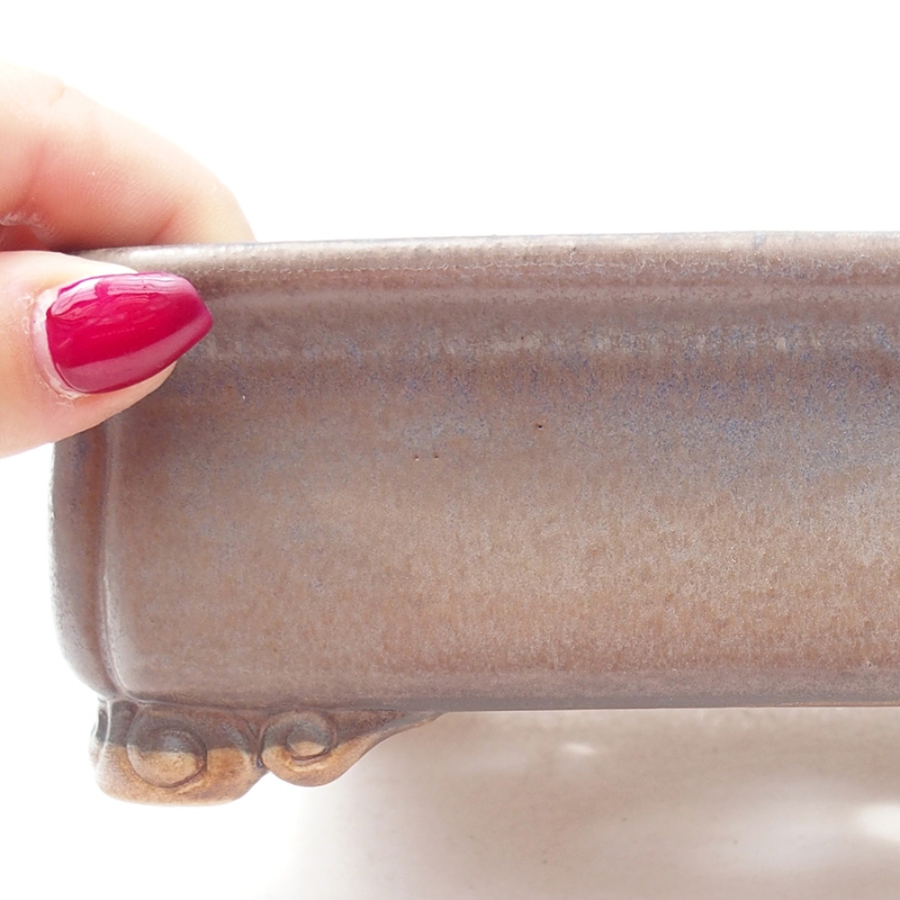 Ceramic bonsai bowl 19,5 x 16,5 x 6 cm, color blue