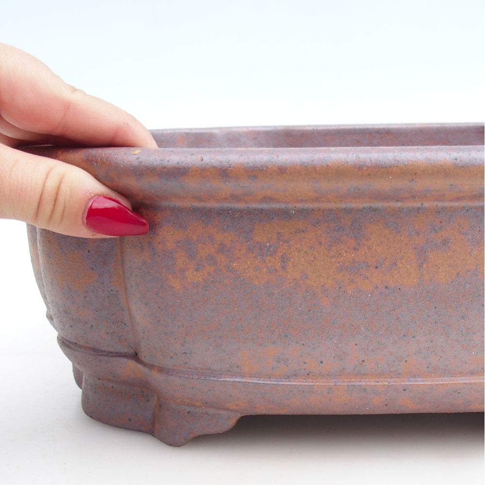 Ceramic bonsai bowl 31,5 x 27,5 x 10 cm, metal colour