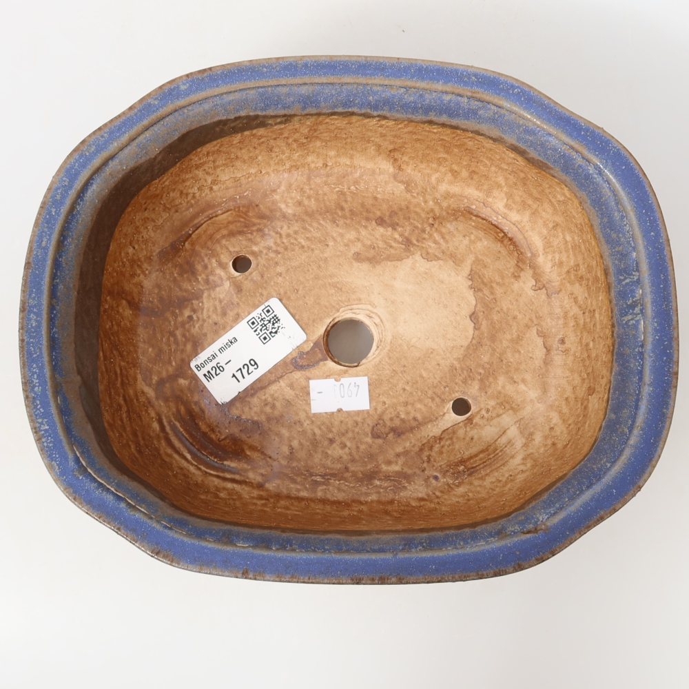 Ceramic bonsai pot, 20.5 x 16.5 x 7 cm, blue
