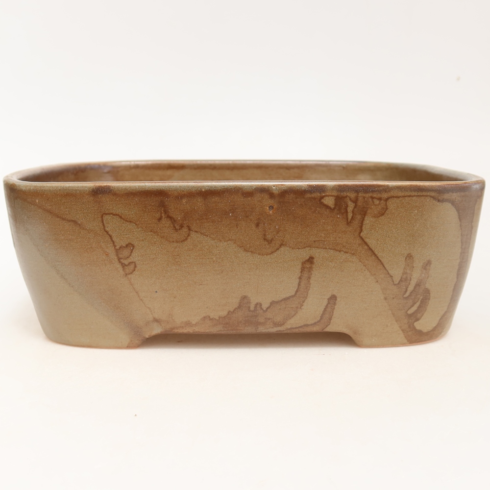 Ceramic bonsai pot, 23 x 17.5 x 7.5 cm, brown